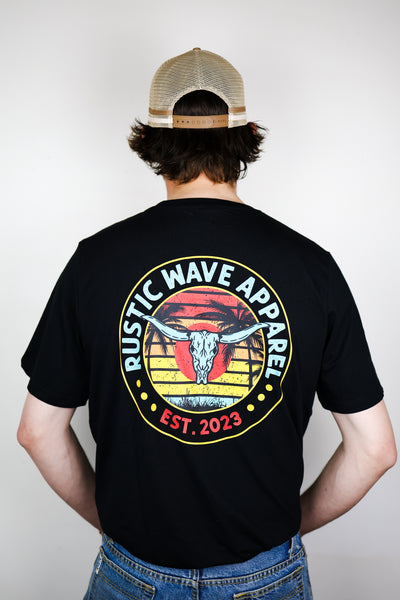 Bullhead Summer Sunset Badge T-shirt Black