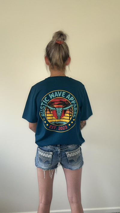 Bullhead Summer Sunset Badge T-shirt Teal