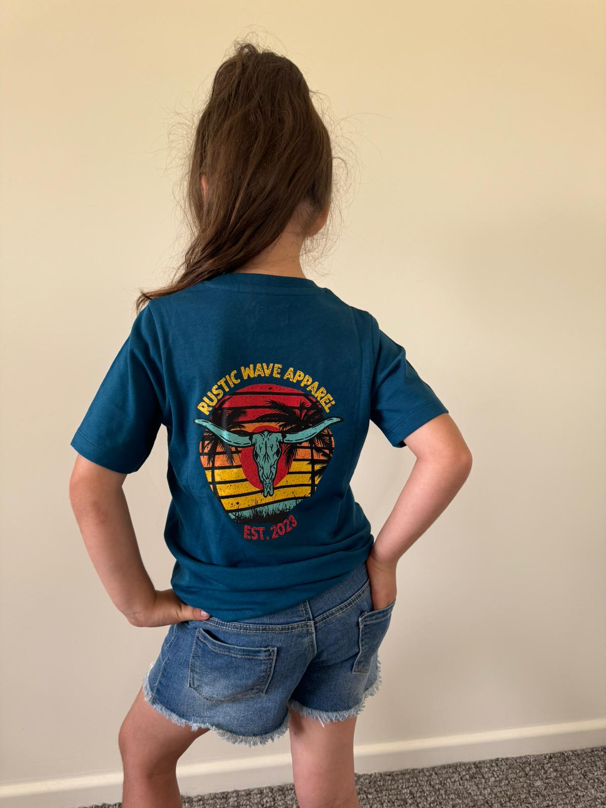 Kids Bullhead Summer Sunset T-shirt Teal